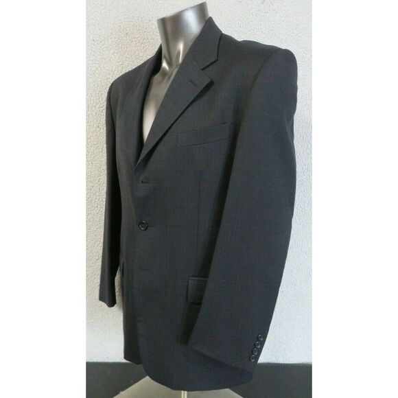 Mens Manzini Uomo 3 Button Suit Size 44R 33x29 Blue Check Super 120s Wool Italy - Picture 3 of 12
